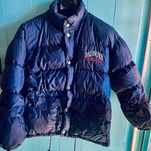 BADBOYS Navy Puffer Jacket with Embroidered Logo